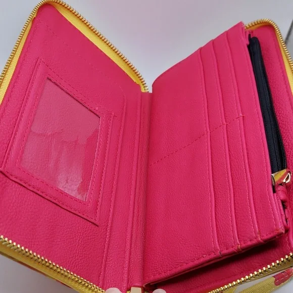 Betsey Johnson Yellow Floral Wristlet Clutch, GC, 8"x4.5". - Picture 4 of 10